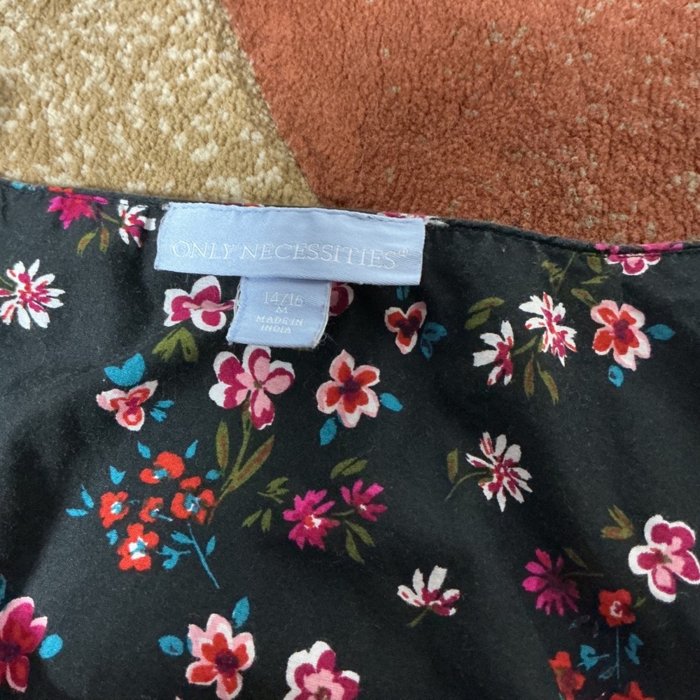 Only Necessities Womens Cottagecore Floral Cotton Maxi Dress Black Pink 14/16 M - Picture 7 of 7